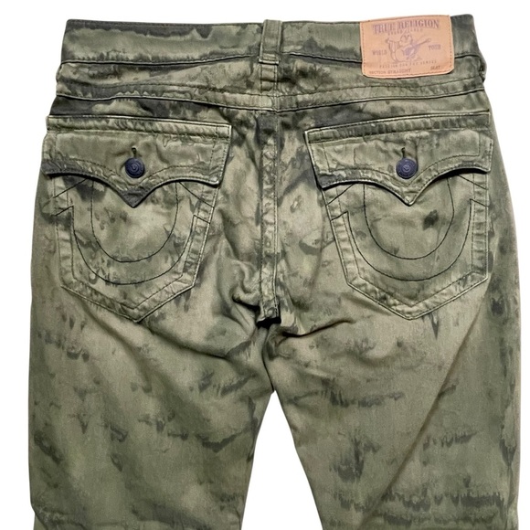 True Religion Men’s Green Tie Dye Acid Wash Straight Jeans Pants Waist 34** - Picture 9 of 16